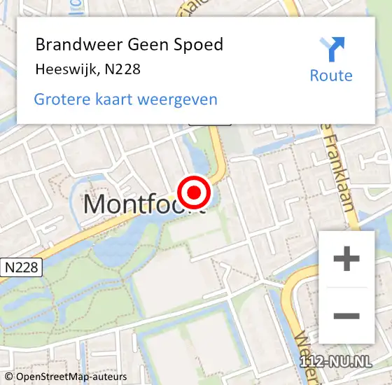 Locatie op kaart van de 112 melding: Brandweer Geen Spoed Naar Heeswijk, N228 op 31 december 2020 13:10