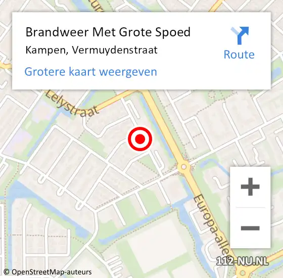 Locatie op kaart van de 112 melding: Brandweer Met Grote Spoed Naar Kampen, Vermuydenstraat op 31 december 2020 13:40