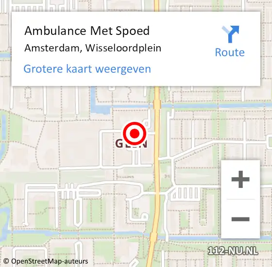 Locatie op kaart van de 112 melding: Ambulance Met Spoed Naar Amsterdam, Wisseloordplein op 31 december 2020 14:07