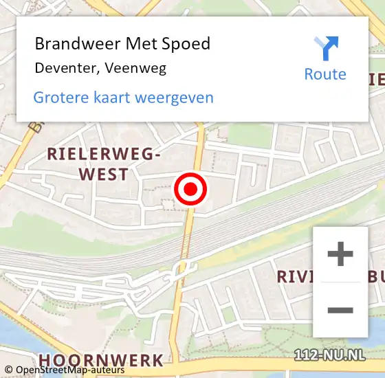 Locatie op kaart van de 112 melding: Brandweer Met Spoed Naar Deventer, Veenweg op 31 december 2020 16:56