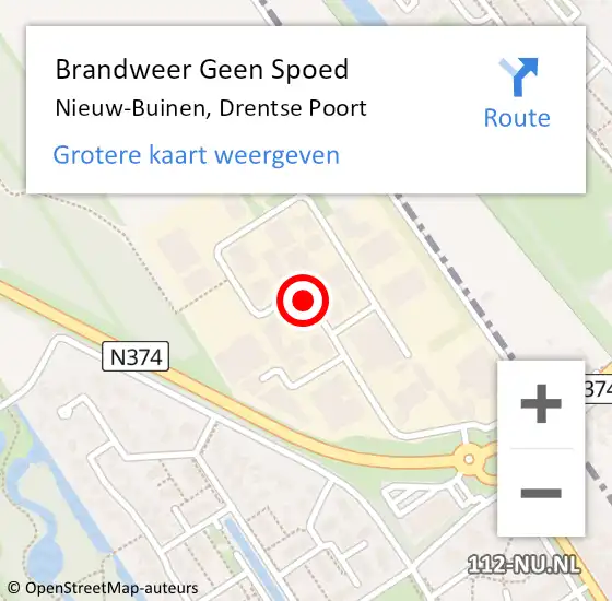 Locatie op kaart van de 112 melding: Brandweer Geen Spoed Naar Nieuw-Buinen, Drentse Poort op 31 december 2020 18:45