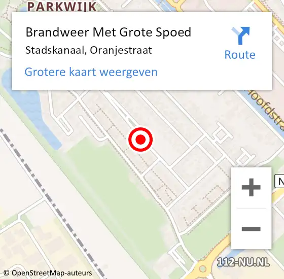 Locatie op kaart van de 112 melding: Brandweer Met Grote Spoed Naar Stadskanaal, Oranjestraat op 31 december 2020 19:37