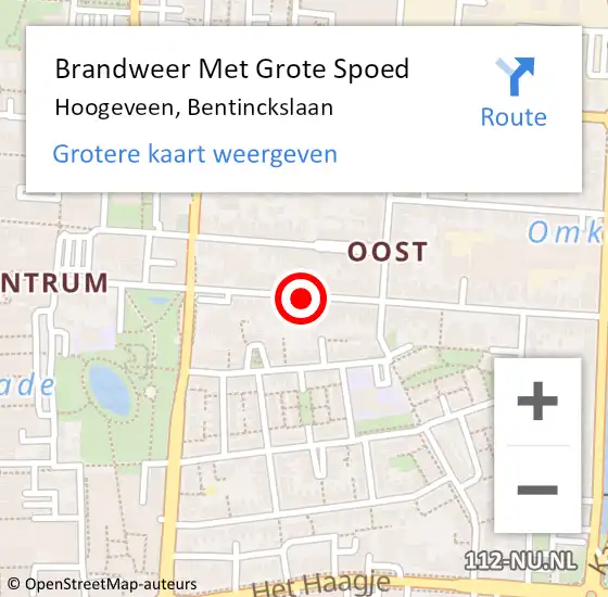 Locatie op kaart van de 112 melding: Brandweer Met Grote Spoed Naar Hoogeveen, Bentinckslaan op 31 december 2020 19:50