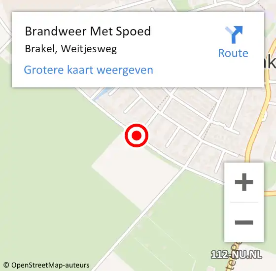Locatie op kaart van de 112 melding: Brandweer Met Spoed Naar Brakel, Weitjesweg op 31 december 2020 20:27