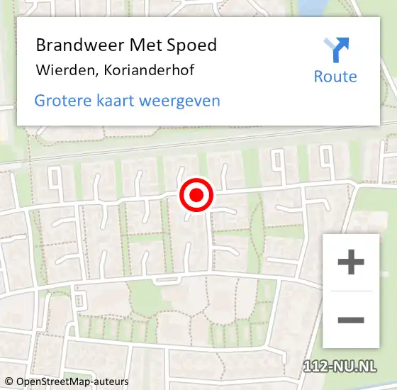 Locatie op kaart van de 112 melding: Brandweer Met Spoed Naar Wierden, Korianderhof op 31 december 2020 20:49