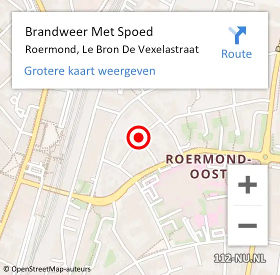 Locatie op kaart van de 112 melding: Brandweer Met Spoed Naar Roermond, Le Bron De Vexelastraat op 31 december 2020 21:00
