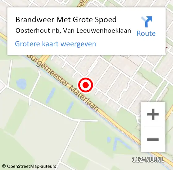 Locatie op kaart van de 112 melding: Brandweer Met Grote Spoed Naar Oosterhout nb, Van Leeuwenhoeklaan op 31 december 2020 21:54