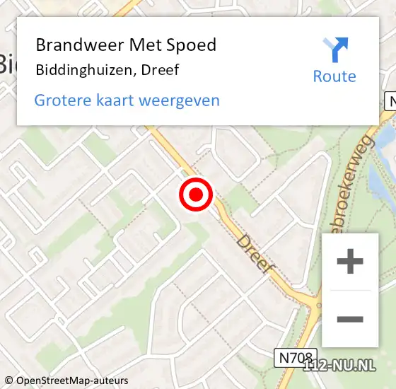 Locatie op kaart van de 112 melding: Brandweer Met Spoed Naar Biddinghuizen, Dreef op 31 december 2020 22:03