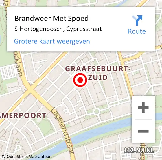 Locatie op kaart van de 112 melding: Brandweer Met Spoed Naar S-Hertogenbosch, Cypresstraat op 1 januari 2021 00:59