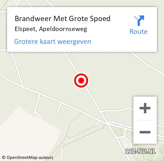 Locatie op kaart van de 112 melding: Brandweer Met Grote Spoed Naar Elspeet, Apeldoornseweg op 1 januari 2021 01:59