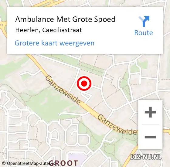 Locatie op kaart van de 112 melding: Ambulance Met Grote Spoed Naar Heerlen, Caeciliastraat op 29 mei 2014 10:55