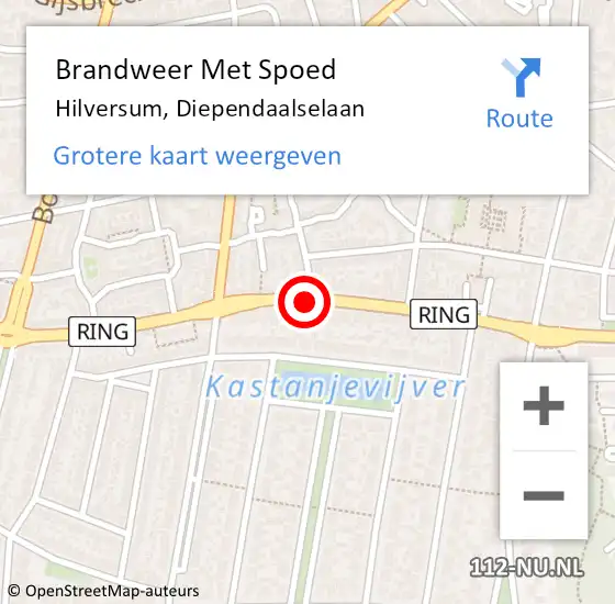 Locatie op kaart van de 112 melding: Brandweer Met Spoed Naar Hilversum, Diependaalselaan op 1 januari 2021 12:04