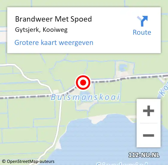 Locatie op kaart van de 112 melding: Brandweer Met Spoed Naar Gytsjerk, Kooiweg op 1 januari 2021 15:43