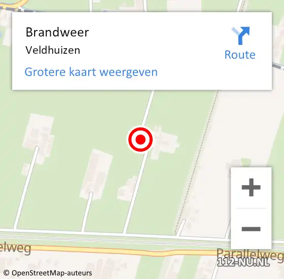 Locatie op kaart van de 112 melding: Brandweer Veldhuizen op 2 januari 2021 09:26