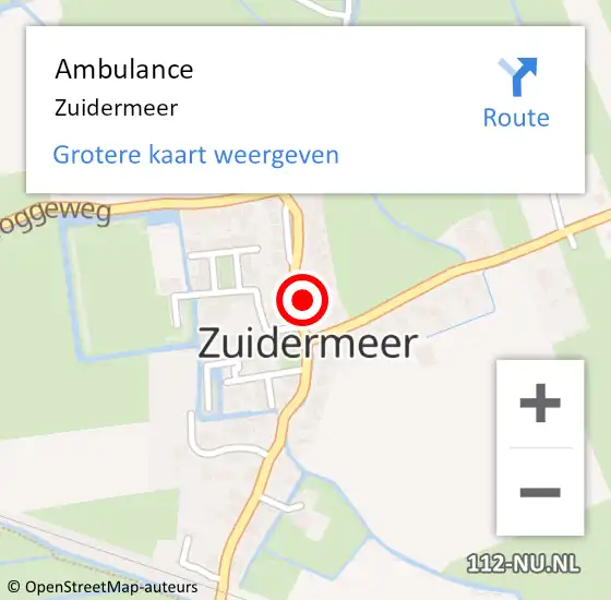 Locatie op kaart van de 112 melding: Ambulance Zuidermeer op 2 januari 2021 11:31