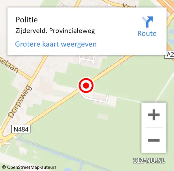 Locatie op kaart van de 112 melding: Politie Zijderveld, Provincialeweg op 3 januari 2021 01:15