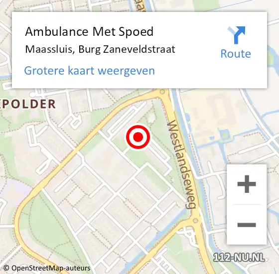 Locatie op kaart van de 112 melding: Ambulance Met Spoed Naar Maassluis, Burg Zaneveldstraat op 3 januari 2021 01:29