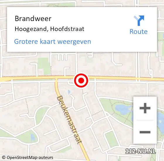 Locatie op kaart van de 112 melding: Brandweer Hoogezand, Hoofdstraat op 3 januari 2021 11:26