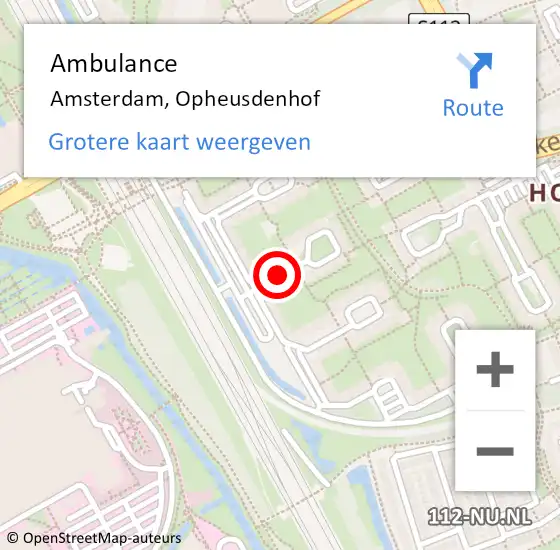 Locatie op kaart van de 112 melding: Ambulance Amsterdam, Opheusdenhof op 3 januari 2021 15:29