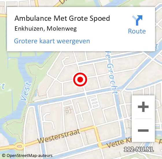 Locatie op kaart van de 112 melding: Ambulance Met Grote Spoed Naar Enkhuizen, Molenweg op 4 januari 2021 05:12