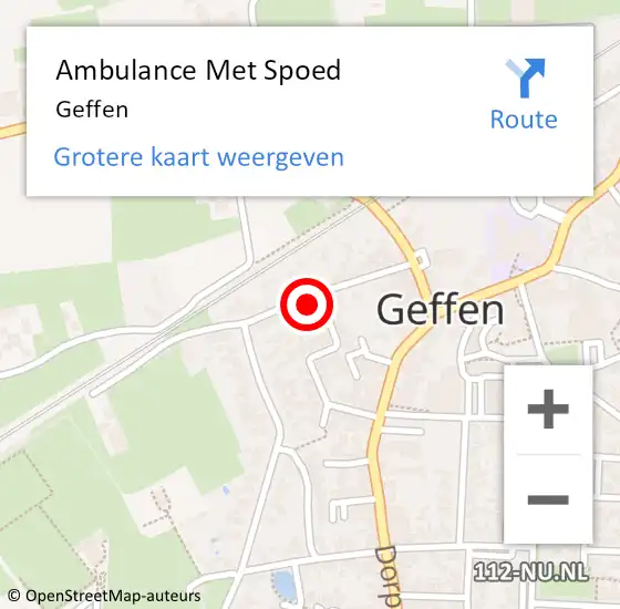 Locatie op kaart van de 112 melding: Ambulance Met Spoed Naar Geffen op 4 januari 2021 13:00