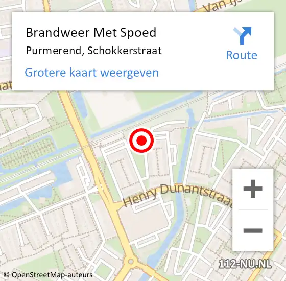 Locatie op kaart van de 112 melding: Brandweer Met Spoed Naar Purmerend, Schokkerstraat op 4 januari 2021 15:14