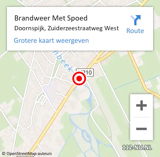 Locatie op kaart van de 112 melding: Brandweer Met Spoed Naar Doornspijk, Zuiderzeestraatweg West op 5 januari 2021 01:18