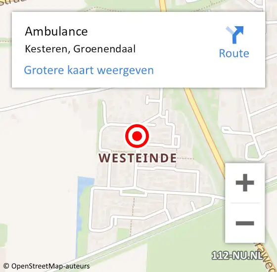 Locatie op kaart van de 112 melding: Ambulance Kesteren, Groenendaal op 5 januari 2021 09:18