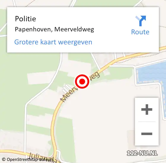 Locatie op kaart van de 112 melding: Politie Papenhoven, Meerveldweg op 5 januari 2021 10:21