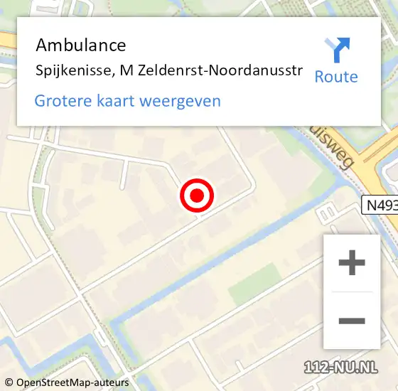 Locatie op kaart van de 112 melding: Ambulance Spijkenisse, M Zeldenrst-Noordanusstr op 5 januari 2021 12:47