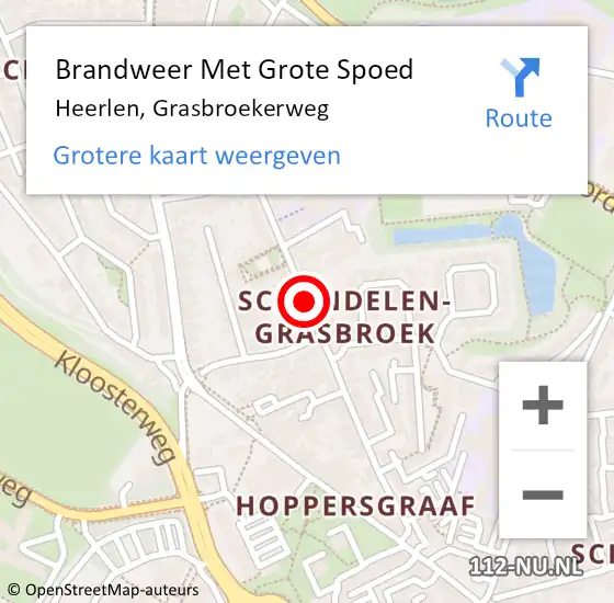 Locatie op kaart van de 112 melding: Brandweer Met Grote Spoed Naar Heerlen, Grasbroekerweg op 5 januari 2021 13:06