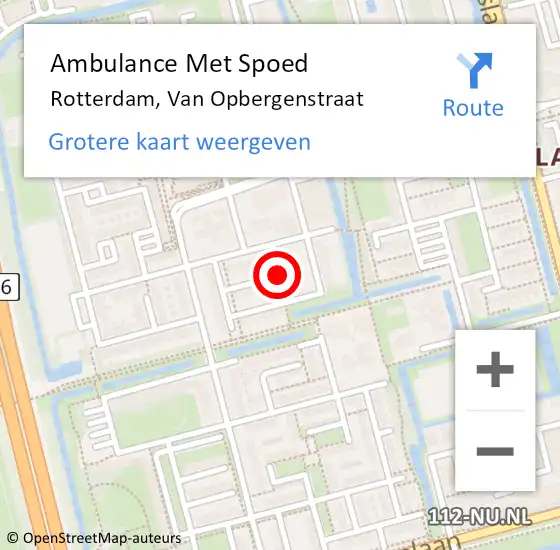 Locatie op kaart van de 112 melding: Ambulance Met Spoed Naar Rotterdam, Van Opbergenstraat op 5 januari 2021 14:59