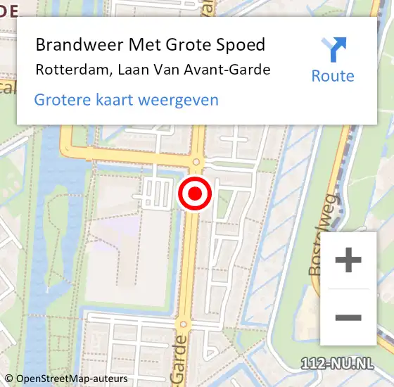 Locatie op kaart van de 112 melding: Brandweer Met Grote Spoed Naar Rotterdam, Laan Van Avant-Garde op 5 januari 2021 21:29