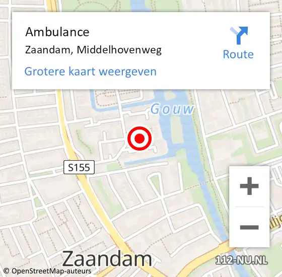 Locatie op kaart van de 112 melding: Ambulance Zaandam, Middelhovenweg op 6 januari 2021 09:34