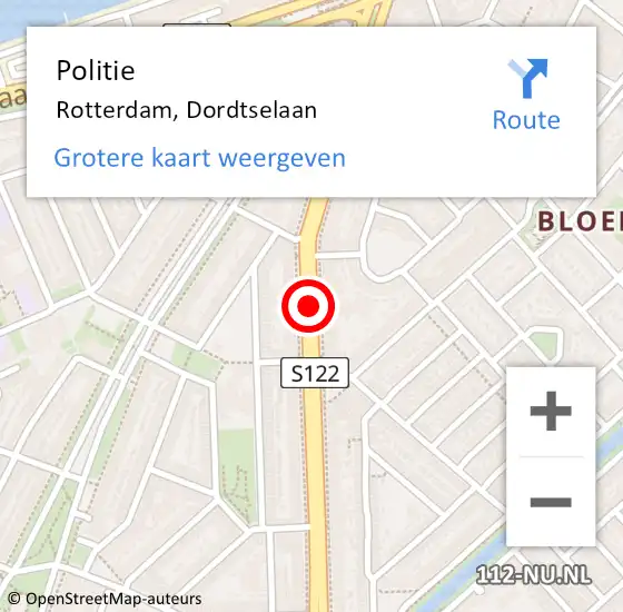 Locatie op kaart van de 112 melding: Politie Rotterdam, Dordtselaan op 7 januari 2021 00:04