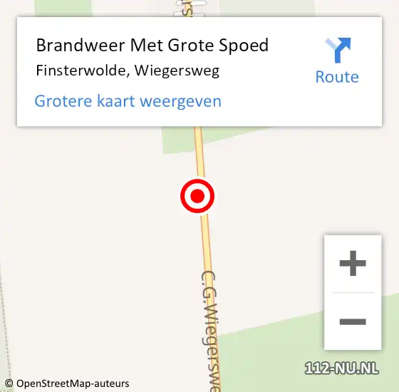 Locatie op kaart van de 112 melding: Brandweer Met Grote Spoed Naar Finsterwolde, Wiegersweg op 7 januari 2021 14:01