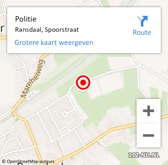 Locatie op kaart van de 112 melding: Politie Ransdaal, Spoorstraat op 8 januari 2021 10:29