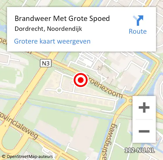 Locatie op kaart van de 112 melding: Brandweer Met Grote Spoed Naar Dordrecht, Noordendijk op 8 januari 2021 15:32