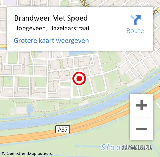 Locatie op kaart van de 112 melding: Brandweer Met Spoed Naar Hoogeveen, Hazelaarstraat op 8 januari 2021 17:37