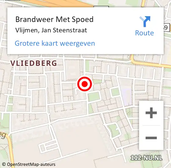 Locatie op kaart van de 112 melding: Brandweer Met Spoed Naar Vlijmen, Jan Steenstraat op 8 januari 2021 21:06