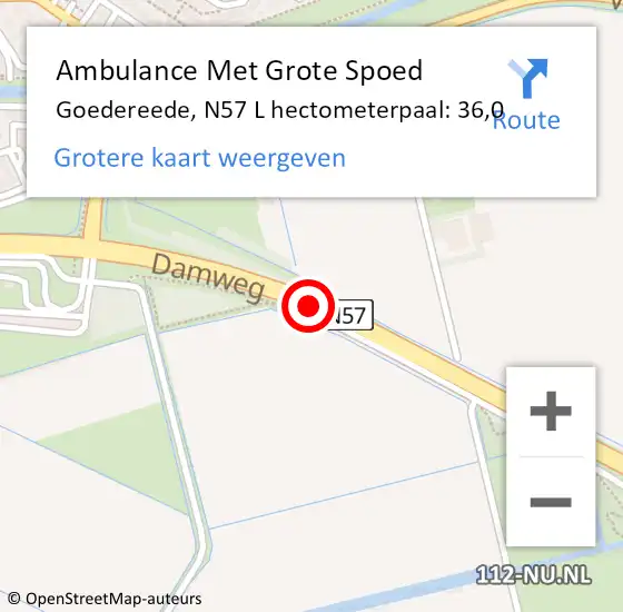 Locatie op kaart van de 112 melding: Ambulance Met Grote Spoed Naar Goedereede, N57 L hectometerpaal: 36,0 op 3 oktober 2013 13:59