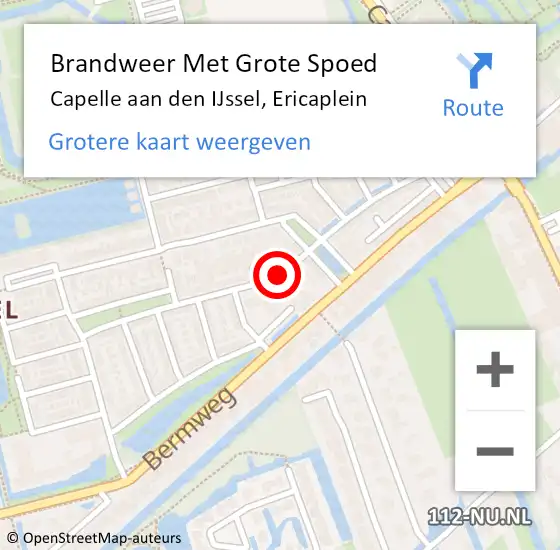 Locatie op kaart van de 112 melding: Brandweer Met Grote Spoed Naar Capelle aan den IJssel, Ericaplein op 10 januari 2021 05:11
