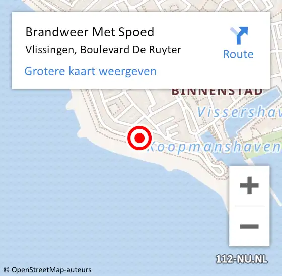 Locatie op kaart van de 112 melding: Brandweer Met Spoed Naar Vlissingen, Boulevard De Ruyter op 10 januari 2021 07:27