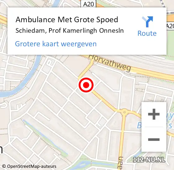 Locatie op kaart van de 112 melding: Ambulance Met Grote Spoed Naar Schiedam, Prof Kamerlingh Onnesln op 10 januari 2021 12:11
