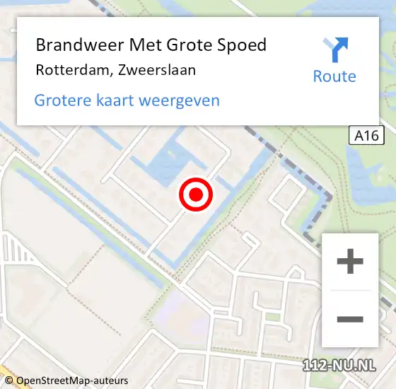 Locatie op kaart van de 112 melding: Brandweer Met Grote Spoed Naar Rotterdam, Zweerslaan op 10 januari 2021 13:15