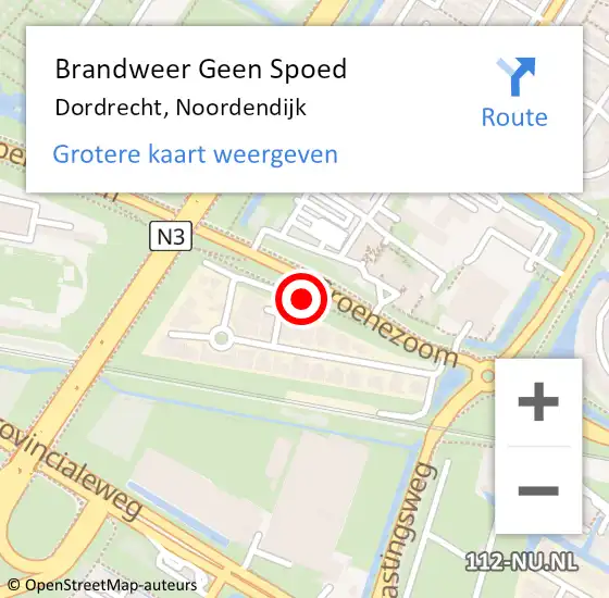 Locatie op kaart van de 112 melding: Brandweer Geen Spoed Naar Dordrecht, Noordendijk op 10 januari 2021 15:03