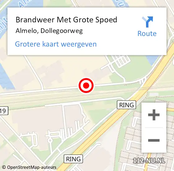 Locatie op kaart van de 112 melding: Brandweer Met Grote Spoed Naar Almelo, Dollegoorweg op 10 januari 2021 17:22