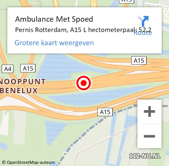 Locatie op kaart van de 112 melding: Ambulance Met Spoed Naar Pernis Rotterdam, A15 L hectometerpaal: 51,5 op 10 januari 2021 17:57