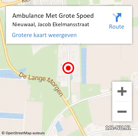 Locatie op kaart van de 112 melding: Ambulance Met Grote Spoed Naar Nieuwaal, Jacob Ekelmansstraat op 11 januari 2021 02:16