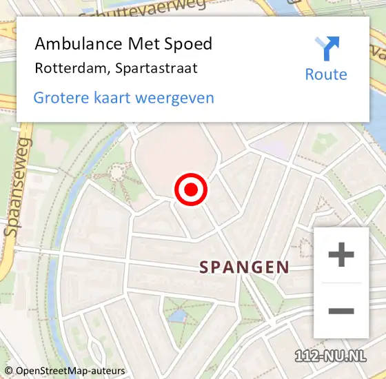 Locatie op kaart van de 112 melding: Ambulance Met Spoed Naar Rotterdam, Spartastraat op 11 januari 2021 23:07